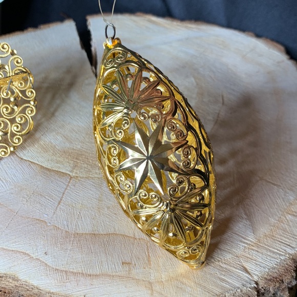 SET OF 9 VTG gold tone metal filagree ECKARTINA Christmas ornaments West Germany - Picture 13 of 17